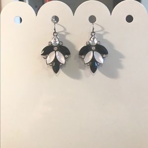 Boho Chic Black, Opal & Crystal Dangling Earrings